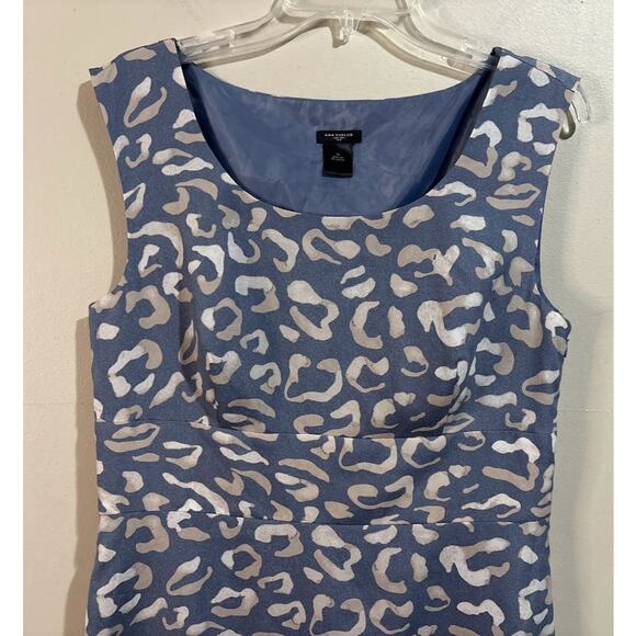 Ann Taylor Blue Leopard Print Sheath Dress Size 10 - Picture 5 of 8